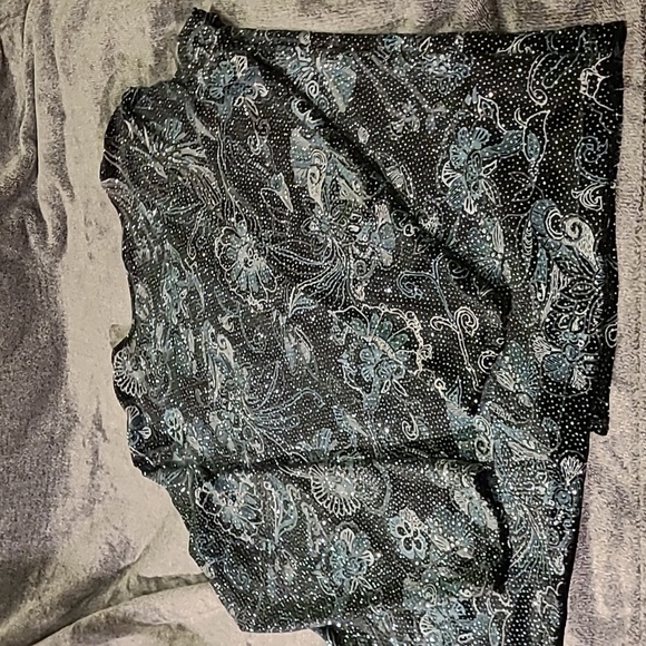 WAS $49 NOTATION Black velvet Sparkly faux Sequin jacket Pullover Top - Picture 7 of 9